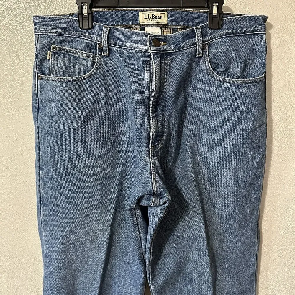 LL Bean Jeans 40x30 Double L Relaxed‎ Fit Flannel Lined Cotton Cold Weather Work